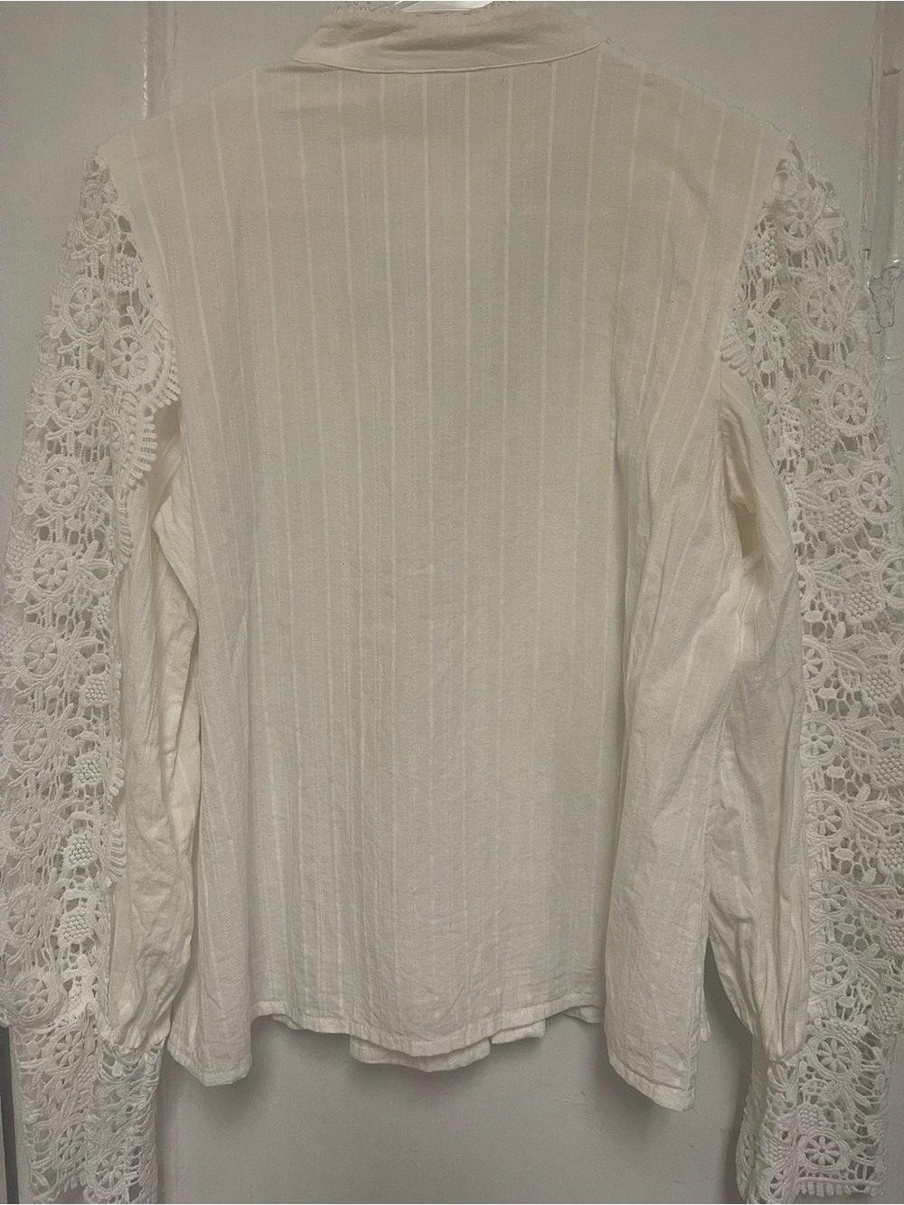Women's Ivory Lace Crochet Button-Front Top - Picture 6 of 6